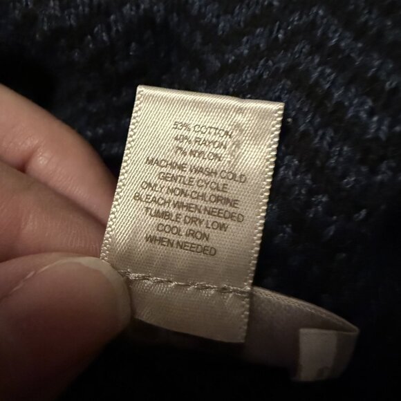 LOFT Sweater Womens XS/S Herringbone Blue & Black Cowl Neck Pullover Poncho EUC - Picture 7 of 7